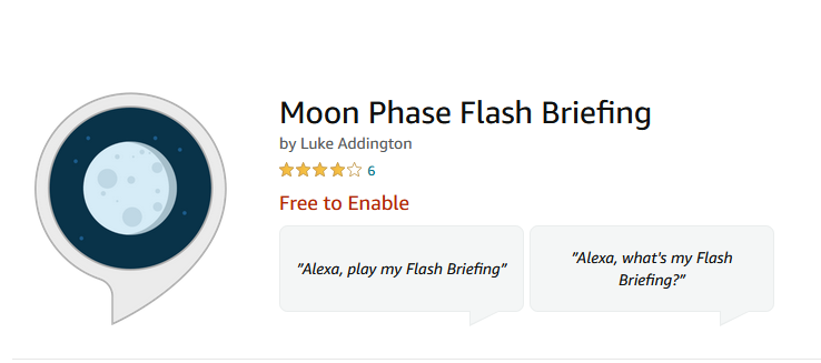Moon Phase Alexa Flash Briefing Skill